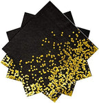 Black and Gold Party Supplies Disposable Napkins Gold Dot Confetti Paper Napkins for Birthday Anniversary New Years Graduation Wedding Christmas 3-Ply 50 Pack