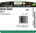 Frontier Co-op Organic Whole Anise Seed, 1lb Bulk Bag - Sweet Licorice-Like Spice for Baking, Slaws, Liqueurs, and Meat Dishes - Kosher | 16 Ounce (Pack of 1)