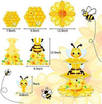 Bee Birthday Party Decorations 3 Tier Bee Cupcake Stand Honeycomb Cupcake Stand Sunflower Decor for Birthday Party Decorations