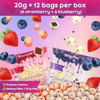 Zofia Sweet Yogurt Covered Fruit Snacks Variety Pack, 0.7oz - 12 Pouches Net 8.5oz (Strawberry 6 + Blueberry 6), Yogurt Coated Probiotic Fruits Bites, Dietary Fiber + Real Fruit, Healthy Snacks, 120Ct