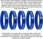 5 PACK TYPE 1 DIABETIC Medical Alert ID Silicone Bracelet Wristbands ADULT SIZE (8 Inches)