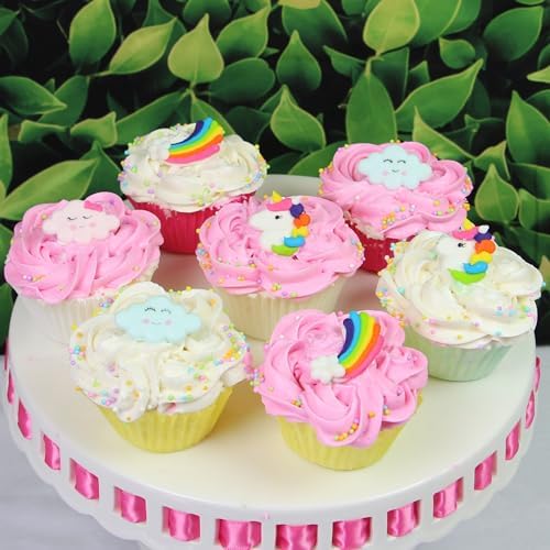 Edible Cake Decorations, Unicorns, Rainbows & Clouds, Kosher Royal Icing Decorations for Birthday Cakes, Cupcake Toppers and Cookies, by Global Sugar Art, 24 count