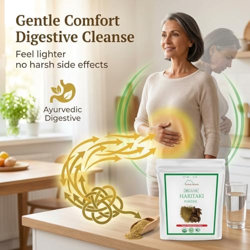 Organic Haritaki Powder — Deep Gut Cleanse & Daily Digestive Reset | Ancient Ayurvedic Rejuvenation | 1/2 lb | 100% Whole Fruit Terminalia Chebula |Organic, Non-GMO, Vegan