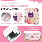 Sanitary Napkin Storage Bag,Period Bag,Portable Period Bag for Teen Pads Sanitary Napkins Small Tampons First Period Gifts for School Hygiene Bags Travel Containers (Cat)