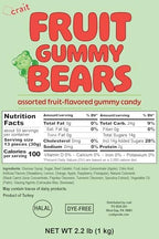 Gummy Bears Bulk Bag Dye Free Candy, Halal Gummies Fruit Flavored Gummy Bears 2.2 Pounds