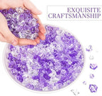 Syhood 570 Pcs 5 Sizes Purple and Clear Fake Crushed Ice Rocks Violet Acrylic Diamonds Plastic Gemstones Treasure Crystal Gems for Vase Fillers Table Scatter Centerpieces Wedding Decoration