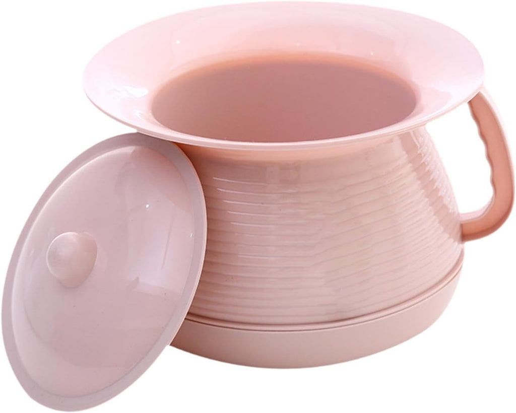 Generic Household Spittoon Portable Urinal Chamber Pot with Lid PP Material Potty Bucket Bedside Container with Handle Suitable for Elderly Women Children Tra, Pink