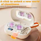 Portable Rechargeable Ultrasonic Contact Lens Cleaner Case, Compact Deep Cleaning Device, Contact Lens Cleaner Machine with 3-Minute Cycle, Mirror & Tweezers for Travel, Office (1Pcs)