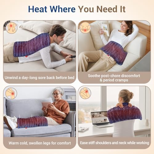 Comfytemp Large Microwave Heating Pad for Sciatica, Back Pain Relief, Period Cramps, 12x22 3.6LB Moist Microwavable Heating Pads, Warm Compress for Neck Shoulders, Comfort Items for Women Seniors