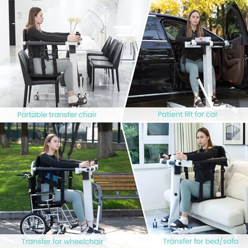 Electric Patient Lift Transfer Chair,Portable Folding Electric Transfer Lift,Adjustable Height Patient Lift for Home,Car & Bathroom,Lift Aid for Seniors & Disabled Adults
