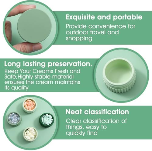 4 Pcs Small Silicone Travel Containers,Silicone Travel Jars,Silicones Cream Jar with Lids,Travels Containers for Toiletries,Leakproof Refillable Bottles for Body Hand Cream, Lotion