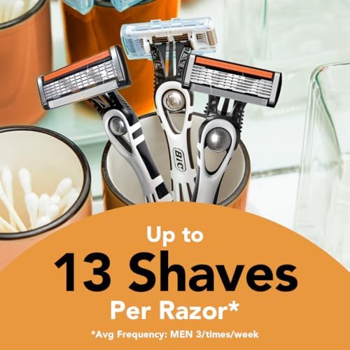 BIC Flex 5 Men's Disposable 5-Blade Razors, Pivoting Head and Precision Edging Blade, 4-Pack