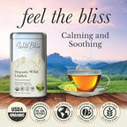 Wild Bliss Organic Linden Flower Tea - Caffeine Free Loose Leaf Calming Herbal Tea - 2.82 Ounces - 40 Servings