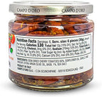 CAMPO D'ORO - Sundried Cherry Tomatoes in Oil, Made with Fresh Basil, Glass Jar 6.35oz, 100% made in Italy, Sicilian Bruschetta Recipe