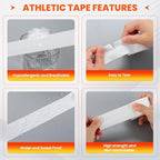 16 Pack Athletic Tape, White Sports Tape for Wrist Ankle Protection, Sports Tape Athletic No Sticky Residue, Easy to Tear Gymnastics Tape for Soccer, Football, Training Supplies (1.5" x 160 Yards)