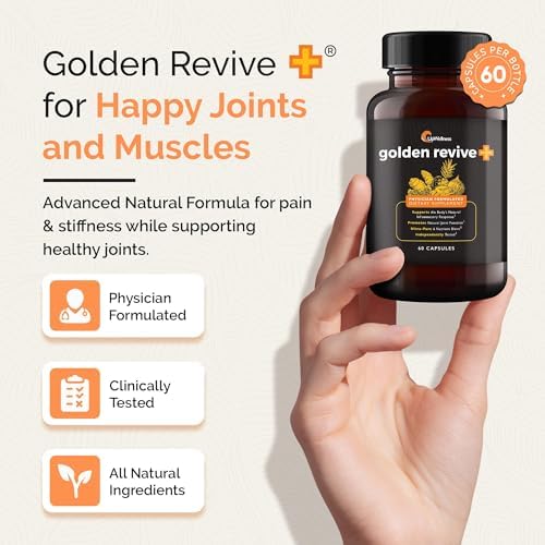 UpWellness Golden Revive + Joint Support Supplement Featuring Turmeric with Black Pepper, Quercetin, and Magnesium- Turmeric Boswellia Supplement - 6 Active Ingredients for Joint Care - 60 Capsules