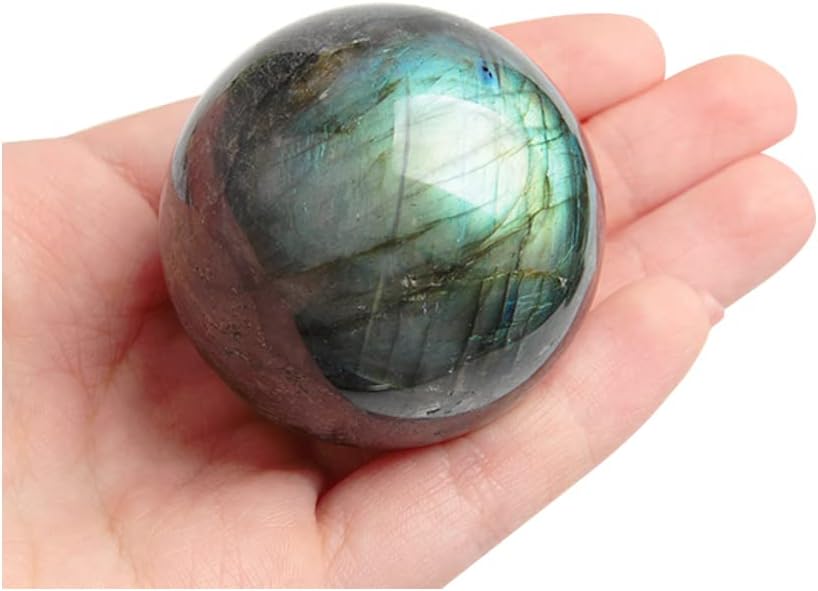 Acxico 1Pcs 40mm Labradorite Sphere Natural Quartz Crystal Ball Meditation Healing Reiki Stone