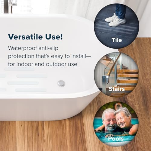 SlipX Solutions Adhesive Anti-Slip Safety Treads, Non Slip Shower Stickers, Reliable Grip for Bathtubs, Showers, Pools, Boats, Stairs & More, Safety Stickers (12 Pack, 7.5” x 0.75”, Clear)