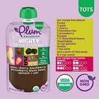 Plum Organics Mighty 4 Organic Toddler Food - Pear, Black Bean, Cherry, Blackberry, Strawberry, Oat, and Spinach - 4 oz Pouch (Pack of 6) - Organic Fruit and Vegetable Toddler Food Pouch