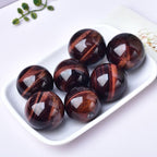 4-5CM/1.58-1.97inch Natural Crystal Red Tiger Eye Ball Quartz Massage Polished Spheres Reiki Healing Exquisite Room Decor Rock Ball Souvenirs Gift(Red Tige Eye, 40-50mm)
