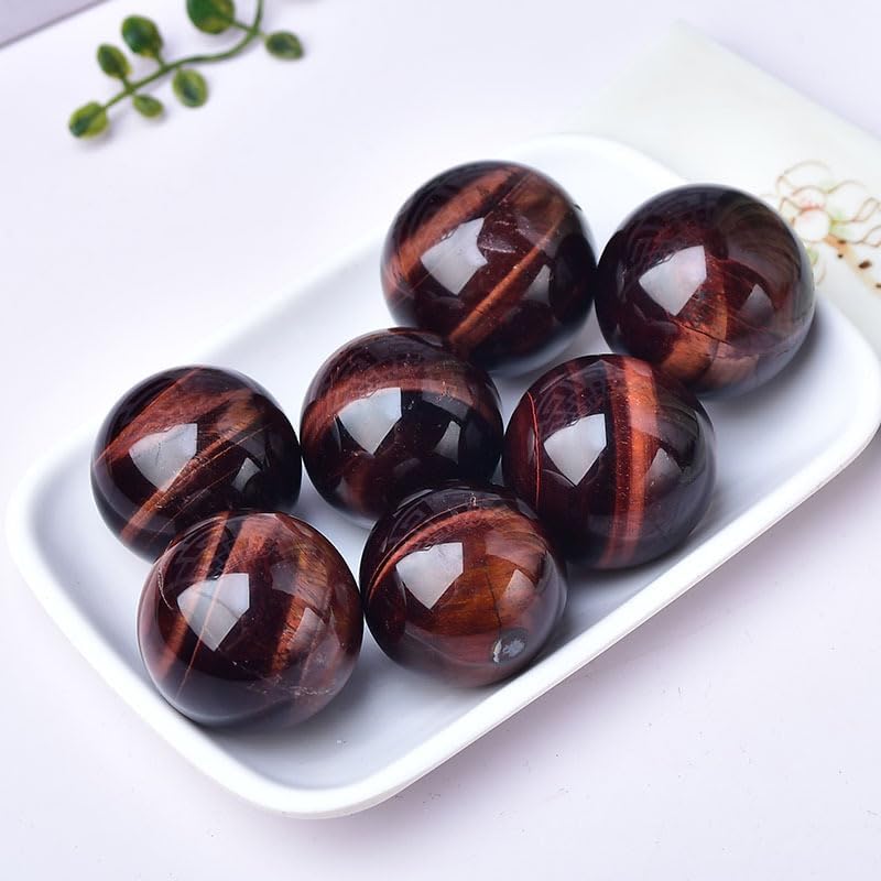 1.57-1.97inch/4-5cm Natural Red Tiger Eye Crystal Ball, Hand Polished Quartz Massage Sphere, Reiki Healing Gemstone Ball, Feng Shui Room Desktop Decorative Rock Ball, Souvenir Ornament Spiritual Gift