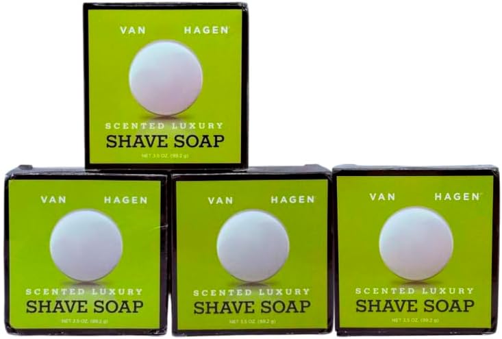 Men's Luxury Scented Shave Soap 3.5 oz – PACK 4 – Classic Wet Shaving Soap for Safety Razors – Rich, Lubricating Lather with Premium Scent – For use in shave and bath
