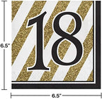 Creative Converting Black and Gold 18" Paper Luncheon Napkins, One size, Happy Birthday
