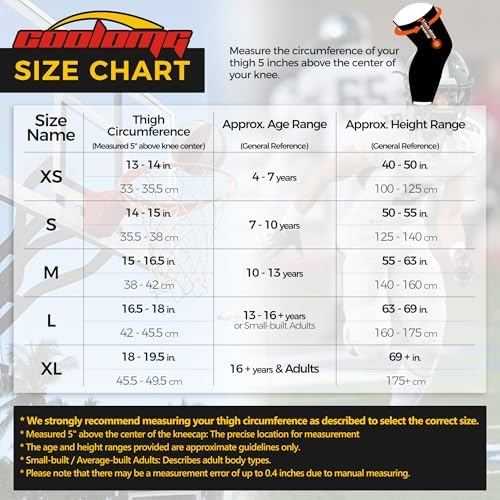 COOLOMG Basketball Knee Pads Compression Leg Sleeves for Volleyball Football Weightlifting Red M