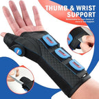 FEATOL Thumb Splint for De Quervains Tenosynovitis, Carpal Tunnel Wrist Brace Night Support with removable splint for Women Men, Black Blue, Right Hand, Large/XLarge