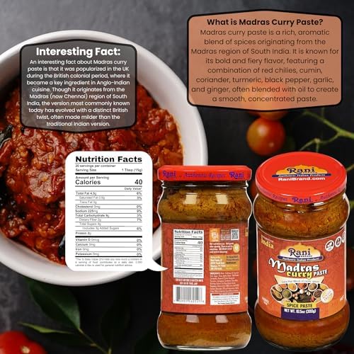 Rani Madras Curry Cooking Spice Paste 10.5oz (300g) Glass Jar ~ No Colors | All Natural | NON-GMO | Vegan | Gluten Free | Indian Origin