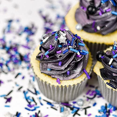Galaxy Sprinkles for Cupcakes & Cakes | Silver Star Sprinkles for Cake Decorating | Made in USA Space Sprinkles | Perfect for Galaxy Birthday Decorations & Space Cake Decorations | Moon Sprinkles Mix