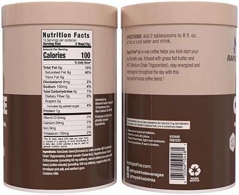 Rapid Fire Instant Coffee with MCT Oil & Grass-Fed Butter – Energy, Focus & Metabolism Support – Low Sugar Functional Coffee Mix – Keto & Low-Carb Friendly – Original Medium Roast, 15 Servings
