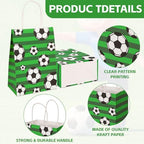 CELSOL Soccer Goodie Bags for Kids Party – 12PCS Durable Kraft Paper Gift Bags with Handles, Decorations & Favors for Soccer-Themed Birthday, Team Snacks, Candy, Boys & Girls Party Fun Supplies
