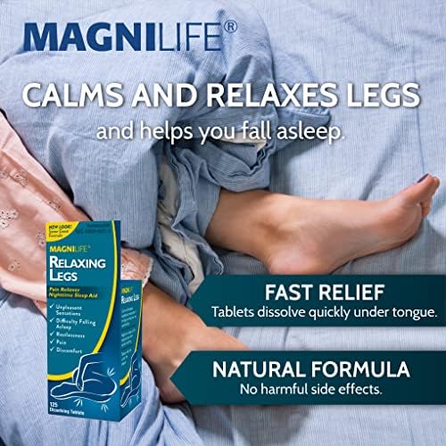 MagniLife Relaxing Legs, Restless Legs, Natural Sleep Aid and Pain Reliever, Calms Jerks, Restlessness, and Discomfort - 125 Quick Dissolve Tablets