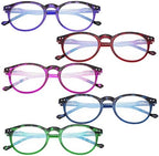 Eyekepper 5 Pack Round Womens Reading Glasses - Stylish Oval Ladies Readers for Women Reading +1.75