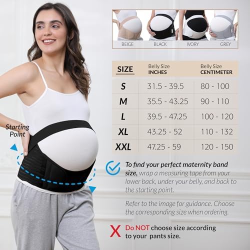 NeoTech Care Pregnancy Belly Band Maternity Belt, Back/Abdomen/Waist/Pelvis Support (Size L, Black Color)