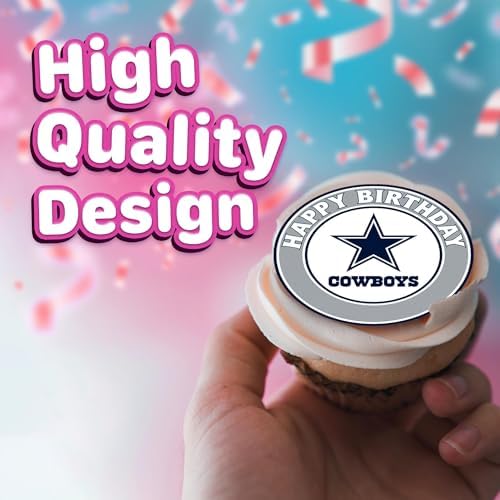 30 x Edible Cupcake Toppers – Dallas& Football Themed Collection of Edible Cake Decorations | Uncut Edible on Wafer Sheet