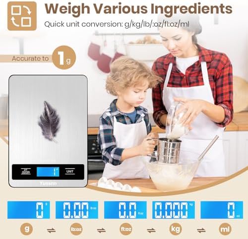 Food Scale, 11lb Kitchen Scale with 0.05oz/1g Precision, 6 Units Tare Function & LCD Display, Stainless Steel Digital Scale for Baking, Cooking, Meal Prep - Kitchen Gadgets & Gifts, Home Essentials