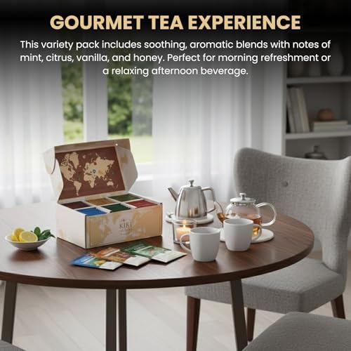Exotic Teas of the World Gift Set – 90 Count International Tea Bags Variety Pack | Global Sampler Box Featuring England, France, Italy, Morocco, Greece & China | Gourmet Assorted Gift Travel Lovers