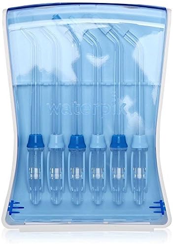 Waterpik Water Flosser 6 Count Replacement Tips With Case, Convenient, Hygienic and Sturdy for Easy Storage and Travel, Includes Precision, Orthodontic, Plaque Seeker Refill Heads Nozzles