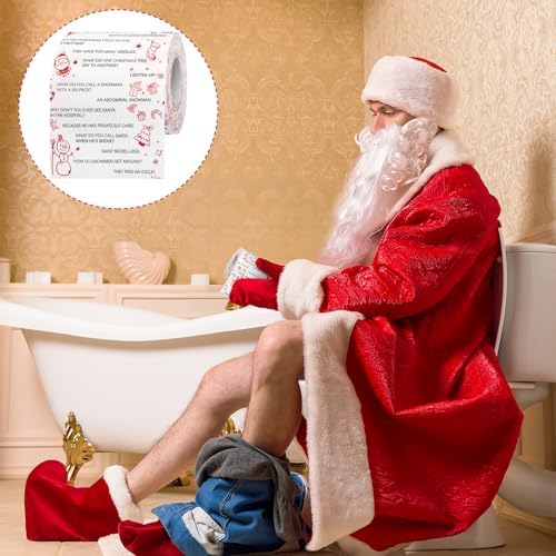 Fullhawl 6 Pcs Christmas Joke Toilet Paper Roll Funny Christmas Toilet Paper Roll Holiday Novelty Toilet Paper Xmas Bathroom Tissue Paper Decoration Christmas Funny Gag Gifts
