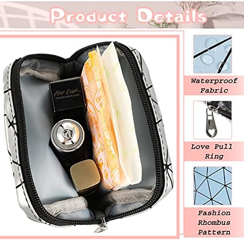 Weewooday 4 Pcs Small Quilted Makeup Bag Travel Cosmetic Makeup Bags Organizer Sanitary Napkin Storage Bag Floral Cotton Coquette Aesthetic Toiletry Bags for Women Girls(5x5x1.6inch,Classic)