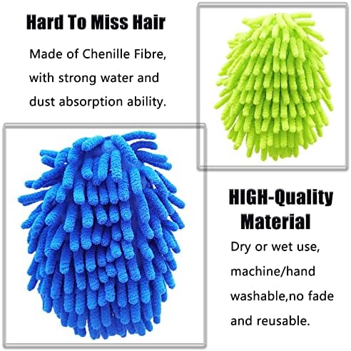13 Inch Microfiber Feather Duster,with 4 pcs Washable Duster Head, Car Duster, Perfect for Cleaning Windows, Tables, Cars,Furniture, Walls, Fans, Screens