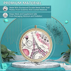 Pill Case Pill Box with Mirror Retro 3 Compartment Small Pill Case for Purse or Pocket Bronze Small Roud Pill Box or Vitamins, Fish Oil, Supplements, Pill Containe Travel Gifts（Paris Eiffel Tower）