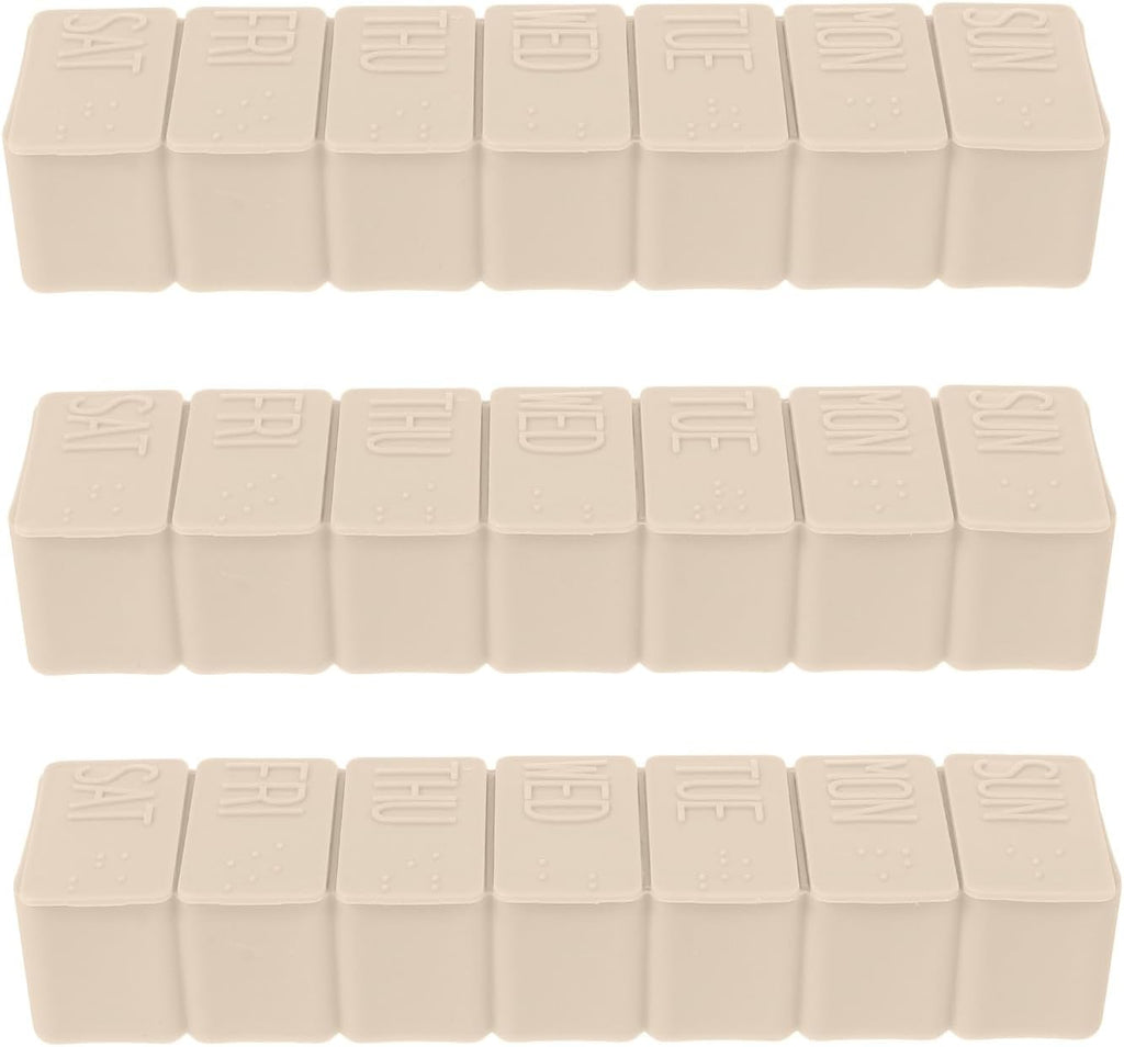 Portable Medicine Box 7-Day Weekly Pill Organizer 3pcs White Plastic Storage Container for Outdoor Travel Medication Holder