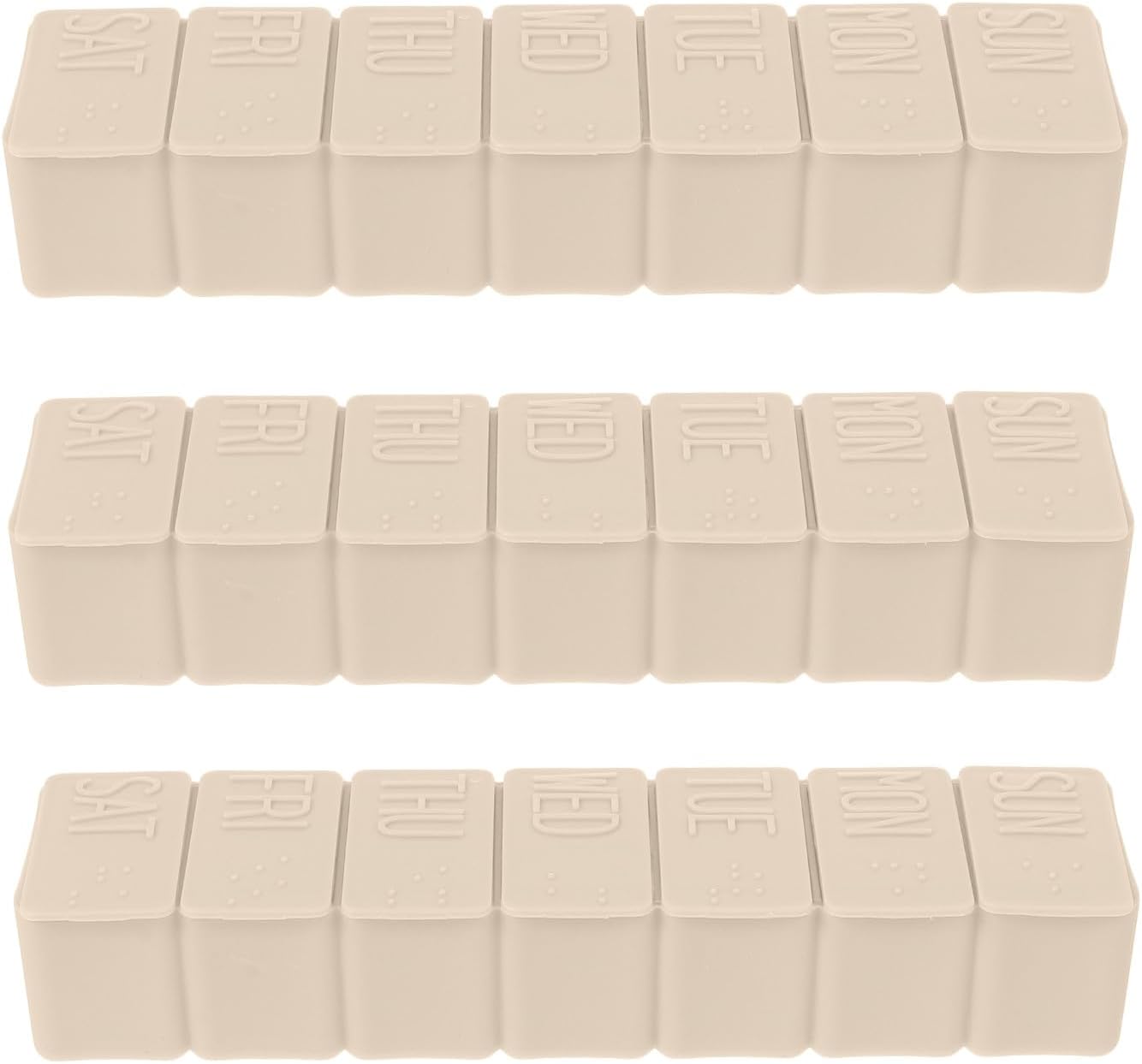 Portable Medicine Box 7-Day Weekly Pill Organizer 3pcs White Plastic Storage Container for Outdoor Travel Medication Holder