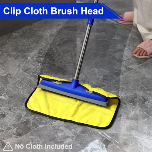 57" Rubber Broom for Pet Hair Removal, 2-in-1 Floor Brush & Squeegee, Extra Long Handle Fur Broom for Carpet, Hardwood, Tile & Windows | Pet Hair Remover with Lint Brush for Home & Auto Cleaning