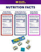 Hubba Bubba Bubble Gum Variety Pack of 15 - Original, Blue Raspberry, Strawberry - 3 Flavors of Hubba Bubba Gum - Gum with Liquid Center - Bundle with Ballard Products Pocket Bag