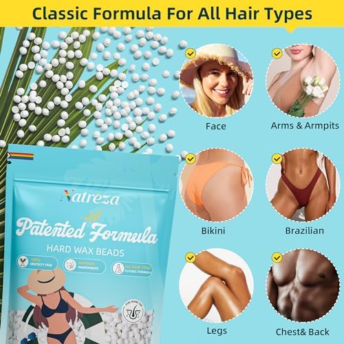 Hair Removal Wax Beads-1lb, Unscented White Hard Wax Beads for Sensitive Skin, Full Body Waxing, Ideal for All Hair Types, Bikini, Legs, Brazilian, Salon Quality