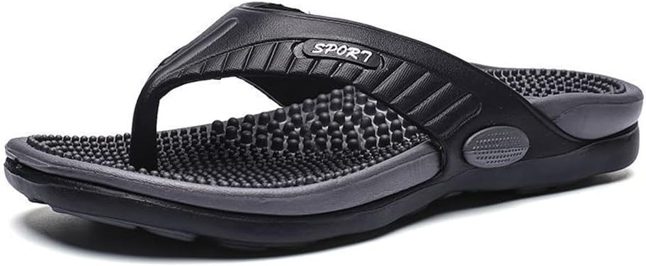 HSQMA Acupressure Reflexology Massage Slippers Sandals Slippers for Men, Relieve Plantar Stress Acupressure Relaxation Foot Beach Flats Shoes Slip On Open Toe Indoor Outdoor